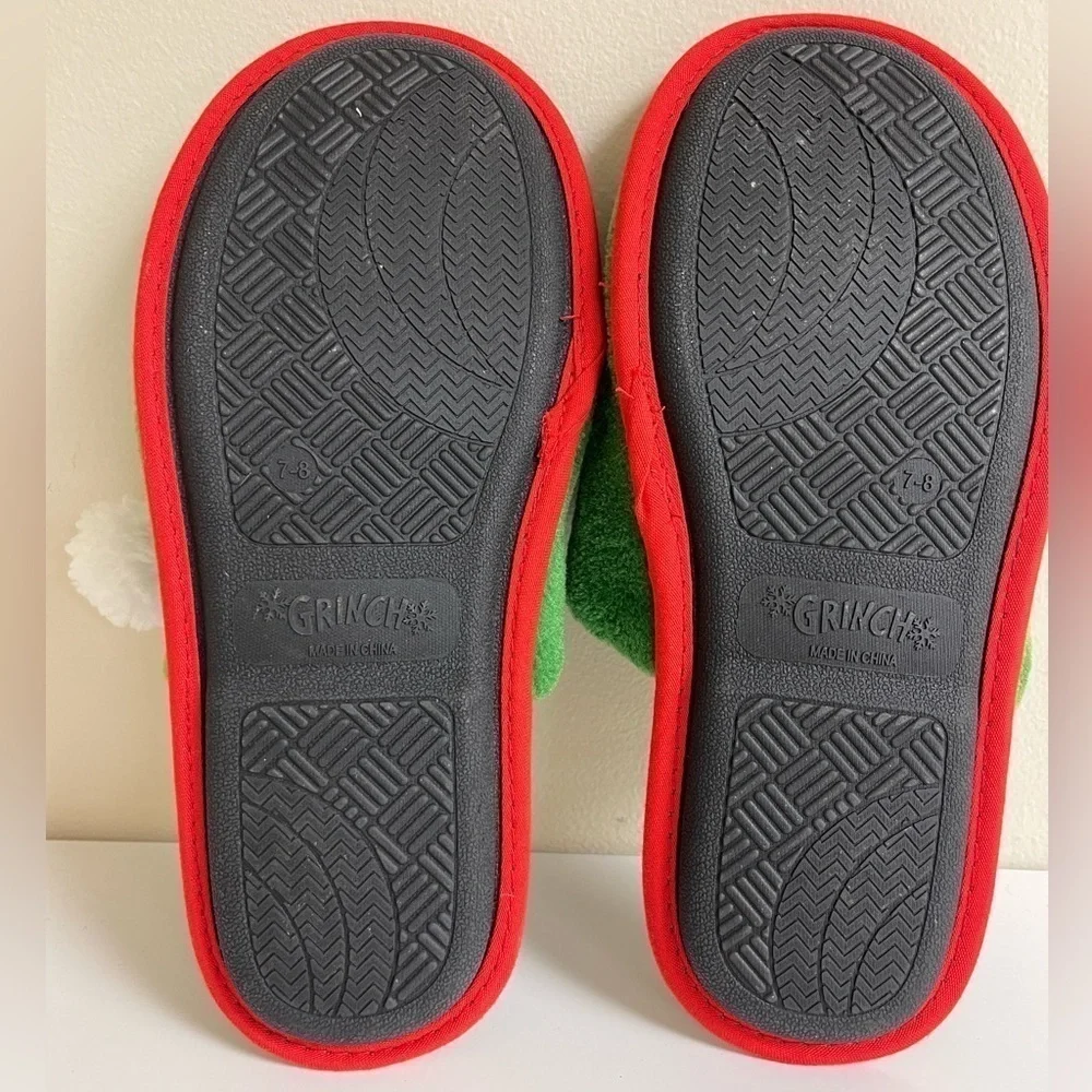 Grinch  / Dr Seuss: Men’s Santa Grinch Slippers, Size 7/8
